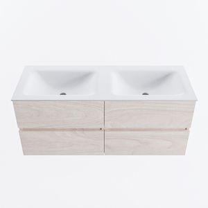 MONDIAZ VICA 120cm badmeubel onderkast Underlayment 4 lades. Wastafel CLOUD dubbel 2 kraangaten, kleur Talc.
