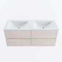 MONDIAZ VICA 120cm badmeubel onderkast Underlayment 4 lades. Wastafel CLOUD dubbel 2 kraangaten, kleur Talc.