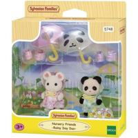Gelede figuren - SYLVANIAN FAMILIES - Babyduo in regenpakken - Panda en Marshmallow Mouse