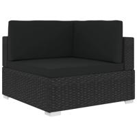 Hoekbank 1 st met kussens poly rattan zwart