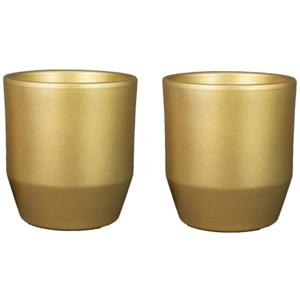 Bela Arte Plantenpot/bloempot Joly - 2x - keramiek - goud - 21.5 x 20.5 cm