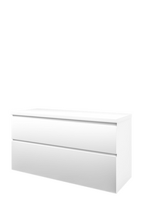 Proline Top wastafelonderkast met 2 laden asymmetrisch en afdekplaat 120 x 46 x 60 cm, mat wit