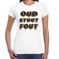 Verkleed T-shirt dames - wit - OUD - thema party fout/goud/stout