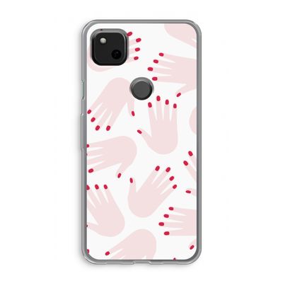 Hands pink: Google Pixel 4a Transparant Hoesje