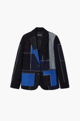 Patchwork blazer gecombineerd - BLACK - S
