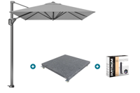 Platinum Voyager zweefparasol T1 3x2 m. - Light Grey met voet en hoes