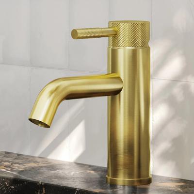 Wastafelkraan SaniClear Plus Curved | Opbouw | Mengkraan | Standaard model | Geborsteld messing - mat goud
