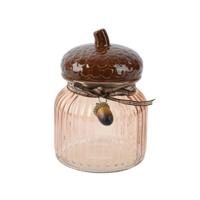 Opbergpot eikel glas bruin Ø11,2xH15,2cm