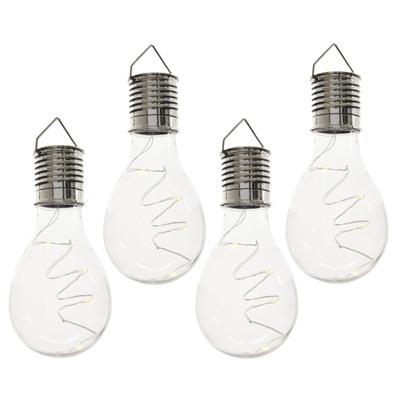Lumineo solar lampen bol/peertje - 15x - transparant - kunststof - 14 cm - buitenverlichting - hangl