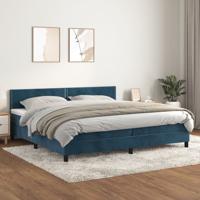 Boxspring met matras fluweel donkerblauw 200x200 cm