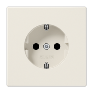 Jung LS990 wandcontactdoos 1-voudig met randaarde en kinderbeveiliging creme