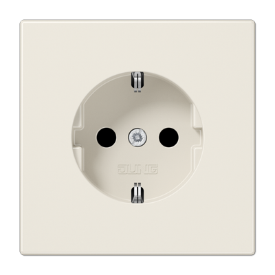 Jung LS990 wandcontactdoos 1-voudig met randaarde en kinderbeveiliging creme