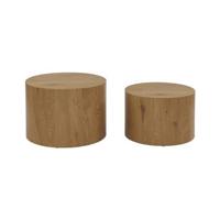 sweeek - Set van 2 ronde salontafels met eikeneffect sweeek - Set van 2 ronde salontafels met eikeneffect
