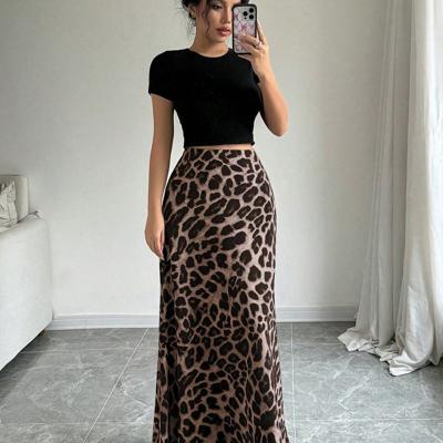 Bon&Bon Leopard Print Maxi Skirt - Coffee Brown Elegant Straight Skirt Coffee Brown / XL