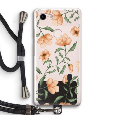 Peachy flowers: Pixel 3 Transparant Hoesje met koord