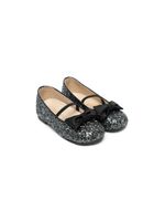 BabyWalker glitter bow-embellished ballerina shoes - Noir - thumbnail