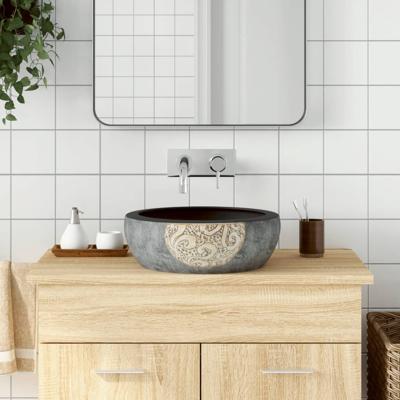 VidaXL Opzetwasbak rond φ41x14 cm keramiek zwart en bruin