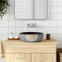 VidaXL Opzetwasbak rond φ41x14 cm keramiek zwart en bruin VidaXL Opzetwasbak rond φ41x14 cm keramiek zwart en bruin
