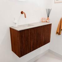 Toiletmeubel Mondiaz Joya Dlux | 81.6 cm | Meubelkleur Ruby | Faye wastafel Ostra Wasbak Links | Zonder kraangat(en)