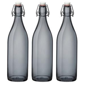 Bormioli rocco set van 4x stuks weckflessen grijs beugeldop glas van 1 liter