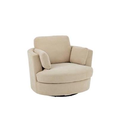 J-line - Loungestoel Swiv Populierenhout|schuime Beige - 109x100x89cm
