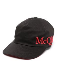 Alexander McQueen casquette en coton à logo brodé - Noir