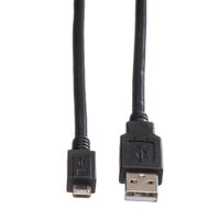 ROLINE USB 2.0 Kabel, USB A Male - Micro USB B Male, zwart, 1,8 m - thumbnail