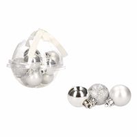 Kerstboom decoratie zilveren mini kerstballetjes 3 cm 12x stuks