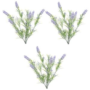 6x stuks groene/lilapaarse Lavandula/lavendel kunstplanten 44 cm bosjes