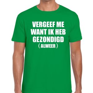 Vergeef me tekst t-shirt groen heren