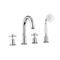 Crosswater Belgravia Badrandkraan - 4 gats - handdoucheset - kruisgreep - chroom BL440DC Crosswater Belgravia Badrandkraan - 4 gats - handdoucheset - kruisgreep - chroom BL440DC