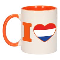 I love Holland mok/ beker oranje wit 300 ml - thumbnail