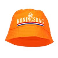 Koningsdag bucket hat / zonnehoedje oranje voor dames en heren - thumbnail