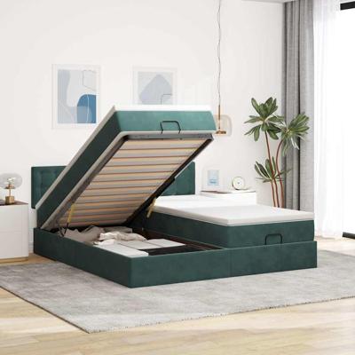 Ottoman bed met matrassen 180x200cm fluweel donkergroen