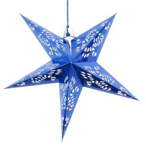 Decoratie kerstster - lampion - blauw - 60 cm - vouwbare ster - kerstversiering