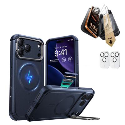 iPhone 17 Pro Bundle Cyber Tough Magnetic Case (Camera Control, Stash Stand) and Armorite Pro Screen Protector - Navy Blue iPhone 17 Pro Bundle Cyber Tough Magnetic Case (Camera Control, Stash Stand) and Armorite Pro Screen Protector - Navy Blue