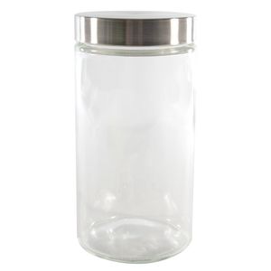 Voorraadpot/bewaarpot 1700 ml glas met RVS deksel