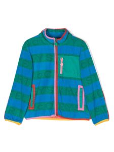 Stella McCartney Kids veste rayée à logo en jacquard - Bleu