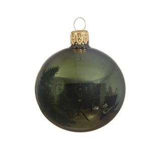 6x Glazen kerstballen glans donkergroen 6 cm kerstboom versiering/decoratie   -