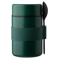 Lunch pot/beker Niko - met lepel - dubbelwandig - RVS - groen - 460 ml - soep/lunch to go