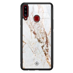 Samsung Galaxy A20s glazen hardcase - Marmer goud