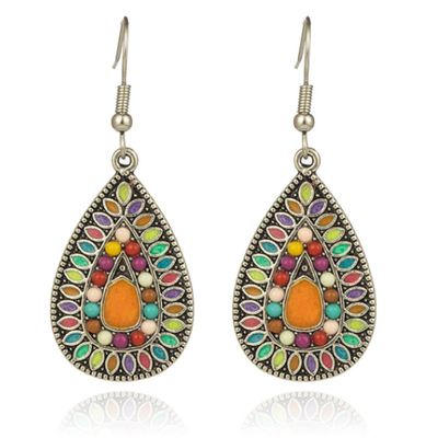 Druppelvormige Bohemian multicolor dames oorbellen Deja