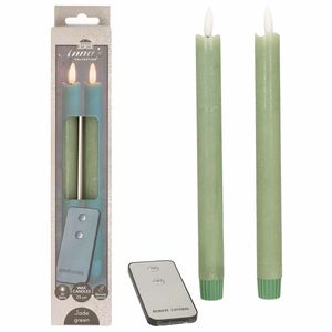 LED dinerkaarsen - 4x - jade groen - 23 cm - met afstandsbediening