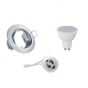 LED Spot Set - Trion - GU10 Fitting - Inbouw Rond - Glans Chroom - 4W - Helder/Koud Wit 6400K - Kantelbaar Ø83mm