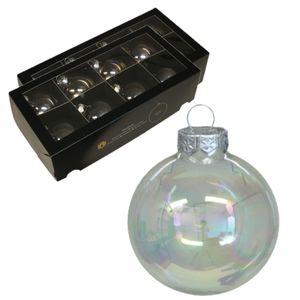 Kerstballen - 16x stuks - transparant parelmoer - glas - 8 cm