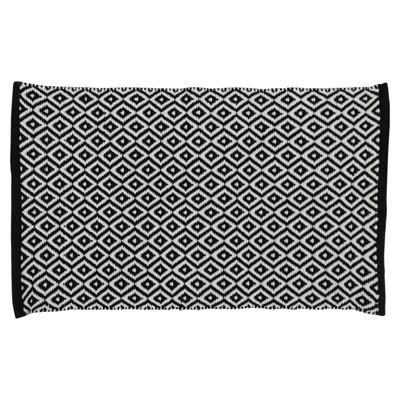 Differnz Wales badmat 100% katoen - geschikt voor vloerverwarming - 50 x 80 cm - zwart/wit