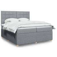 Boxspring met matras stof lichtgrijs 200x200 cm