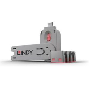 Lindy USB Port Blocker - Pack 4, Colour Code: Pink