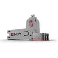 Lindy USB Port Blocker - Pack 4, Colour Code: Pink - thumbnail