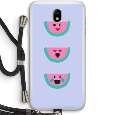 Smiley watermeloen: Samsung Galaxy J7 (2017) Transparant Hoesje met koord